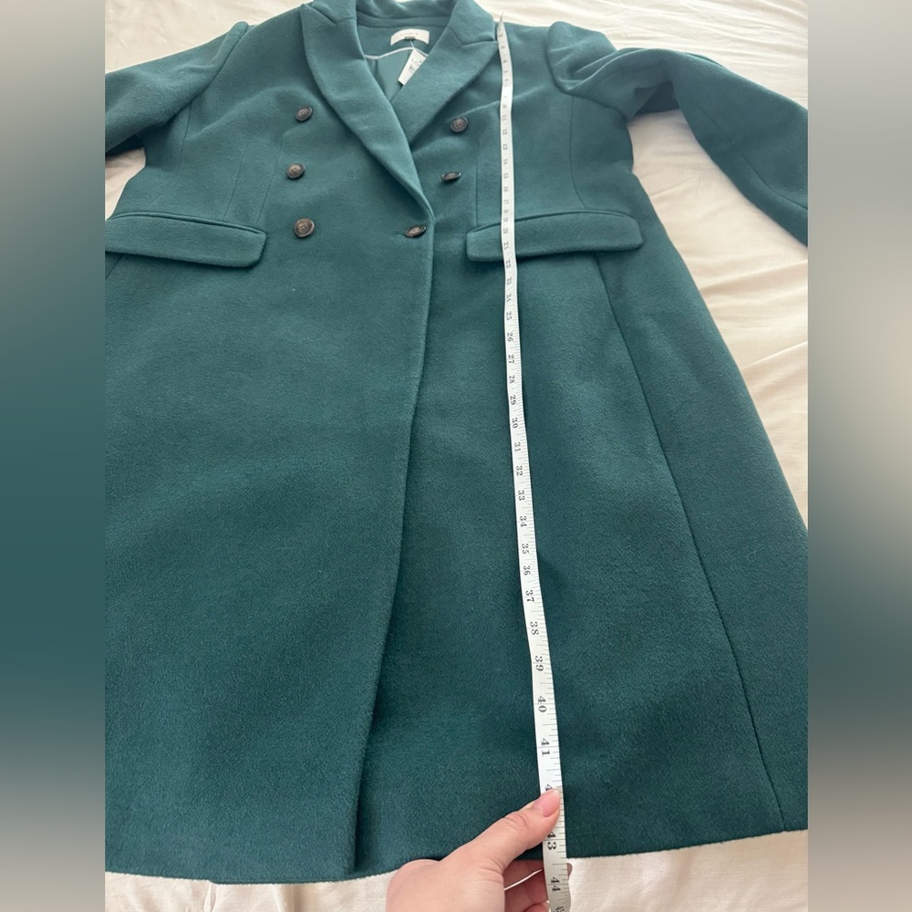 NWT LOFT Rich Teal Green Wool Coat Pea Coat - Picture 9 of 11